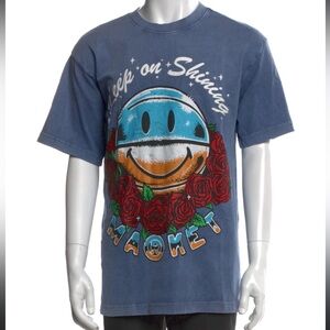 NWT Market Blue Graphic Smiley Keep In Smiling Washed Blue T-Shirt M